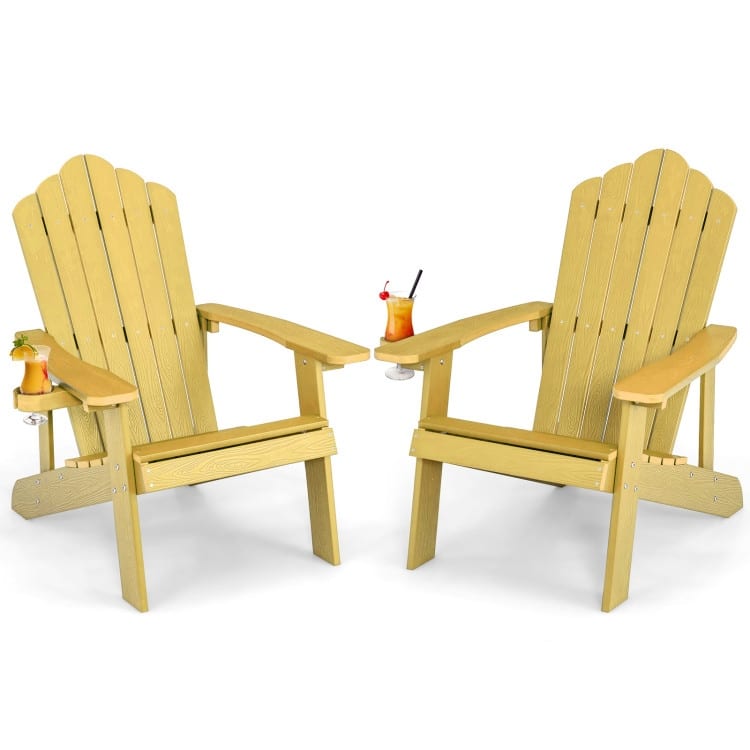 Weather Resistant HIPS Outdoor Adirondack Chair with Cup Holder - 33.4" x 30" x 37"