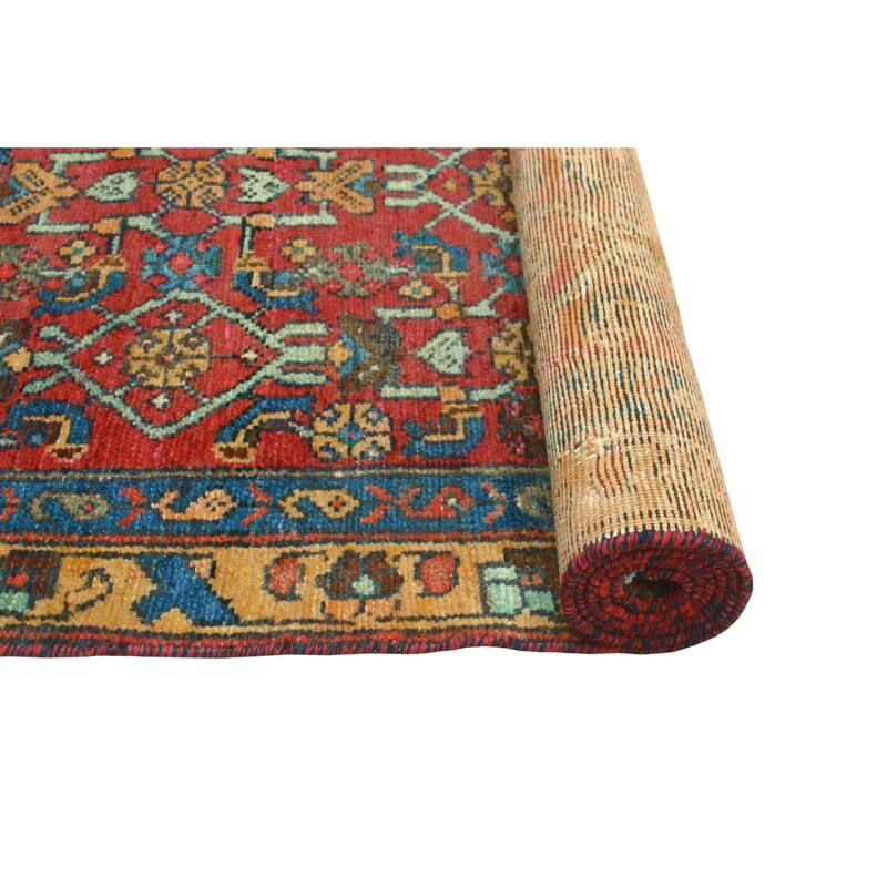 Fine Vintage Distressed Aliceson Red/Blue Runner - 2'11" x 6'9"