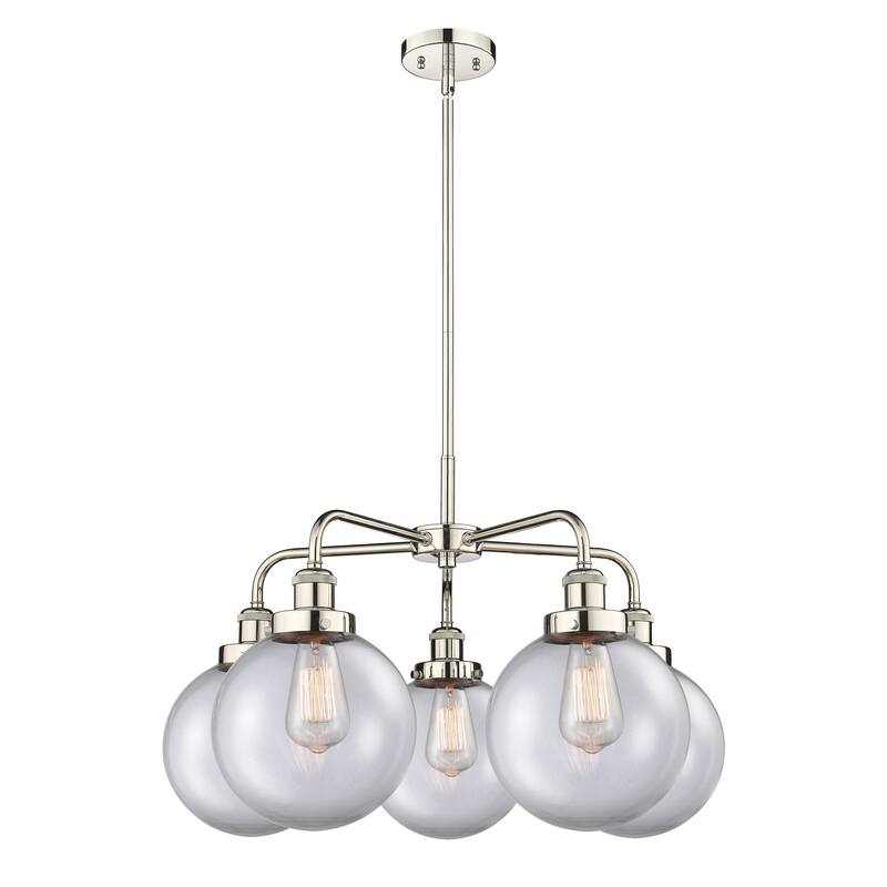 Innovations Lighting Beacon - 5 Light 26" Stem Hung Chandelier - Clear/Polished Nickel