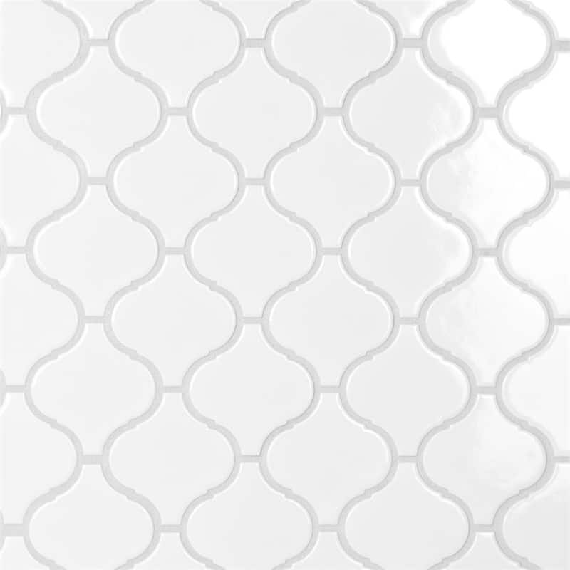 Merola Tile Metro Lantern Glossy White 9-1/2" x 10-3/4" Porcelain Floor and Wall Tile