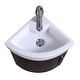 preview thumbnail 12 of 10, Corner Vanity Sink Myrtle 16.5" White Porcelain Sink With Black Cabinet, Faucet And Drain Renovators Supply