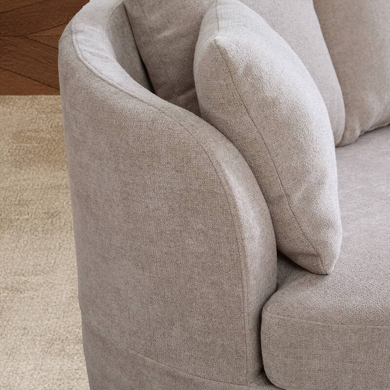 73.8"W Modern Wide Curved Sofa, Modern Luxury Plush Chenille