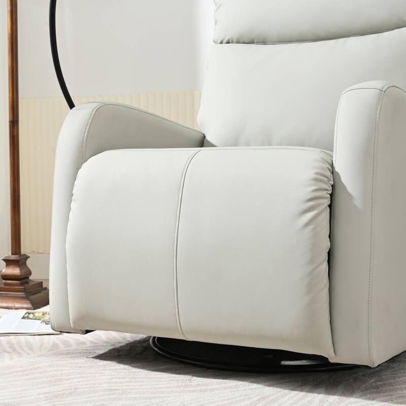 Grey 360° Swivel Recliner with Rocking Motion, Phone Holder, Footrest, and Adjustable Recline for Home Theater