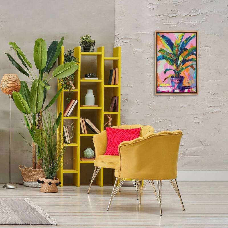 Stupell Vivid Saturated House Plant Framed Floater Canvas Wall Art Design By LSR Design Studio