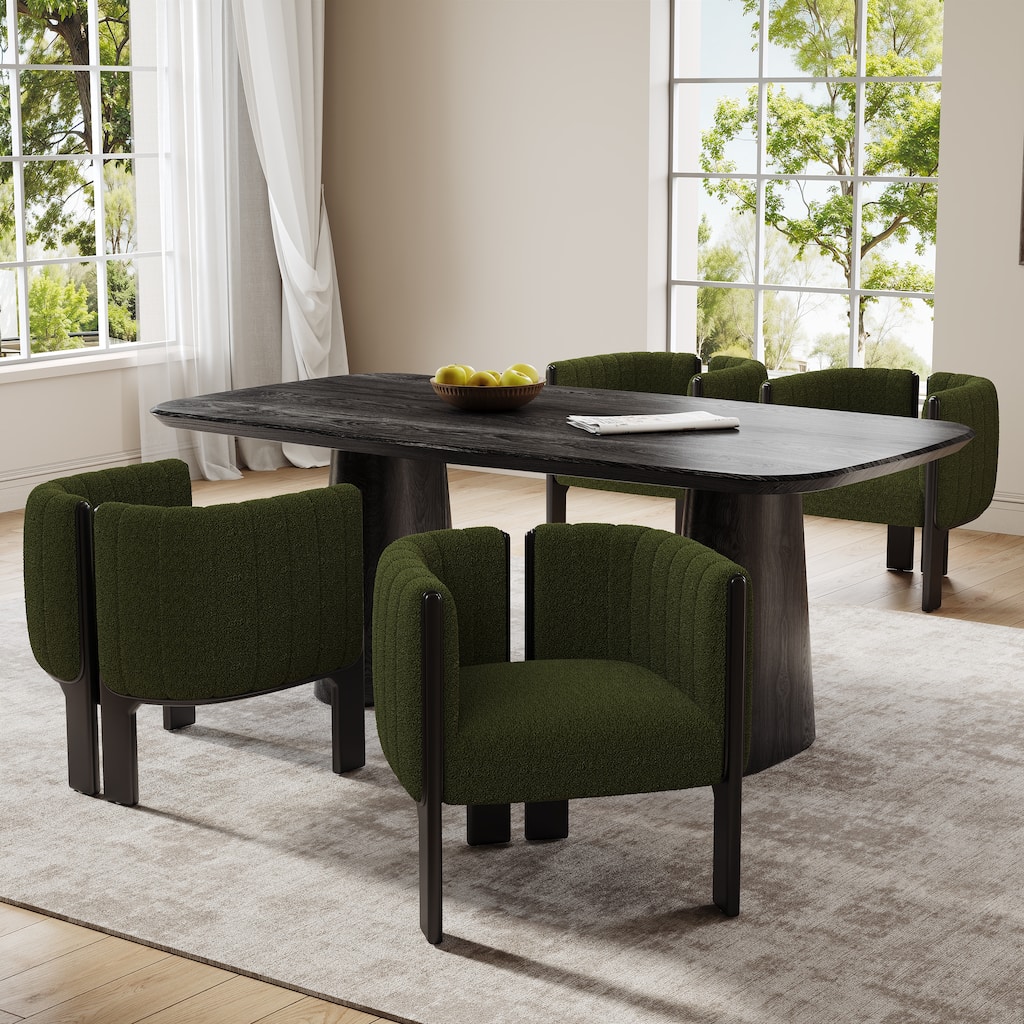 Set of 4 Modern Dining Chairs Side Chair Coffee Chair Olive Green Dressing Chair Dressing Chair with Wood Legs