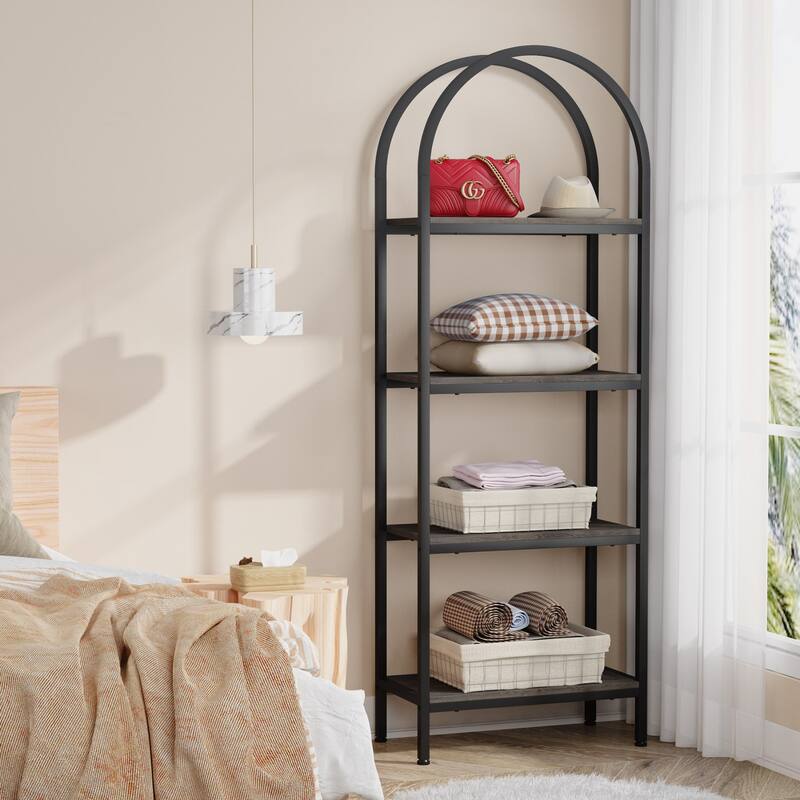 4-Tier Open Bookshelf, 70.8" Industrial Wood Bookcase Etagere for Home