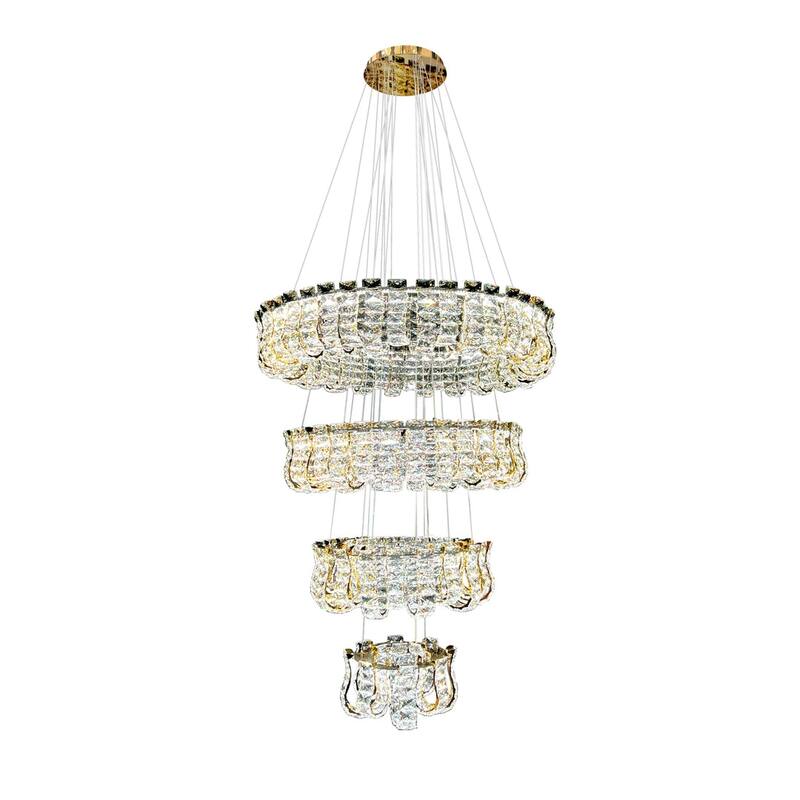 Luxury Grand Modern Gold Crystal LED Chandelier - 4 Tier Dimmable