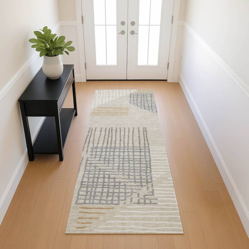 Machine Washable Indoor/ Outdoor Casual Contemporary Chantille Rug