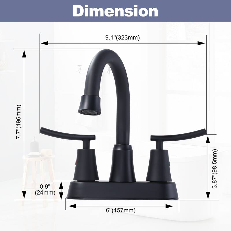 WOWOW 4 in. Double Handle Centerset Bathroom Sink Faucet