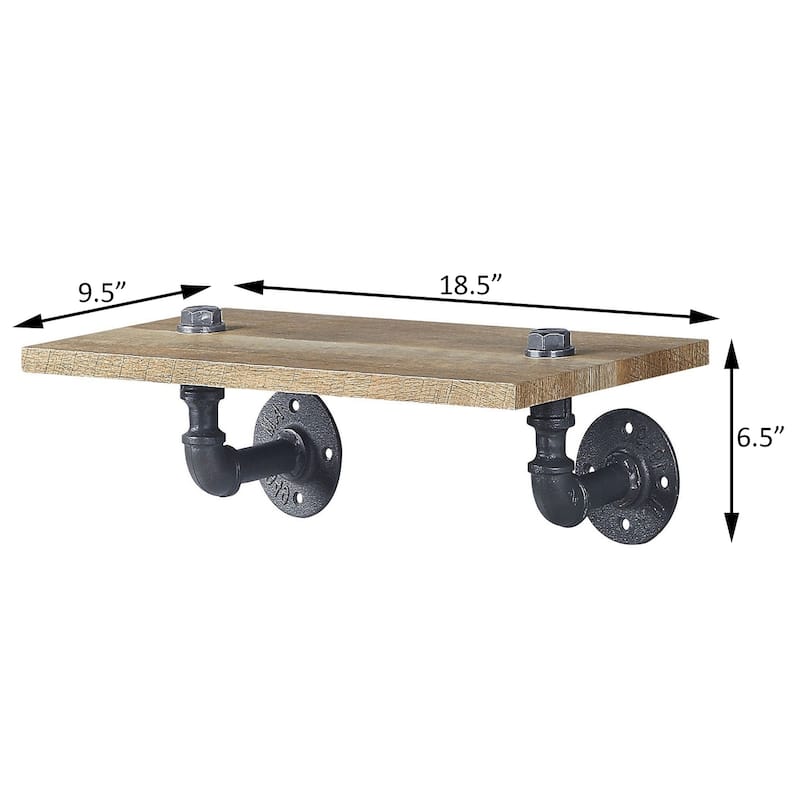 Mankato Oak and Sandy Black Rectangle Wall Shelf
