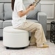 preview thumbnail 10 of 20, Adeco 20" Wide Button Tufted Round Storage Ottoman with Casters
