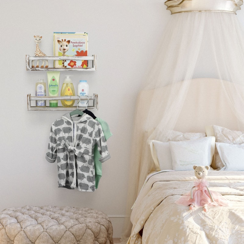 Wallniture Utah Wood Wall Shelves for Book and Toy Storage (Set of 2)