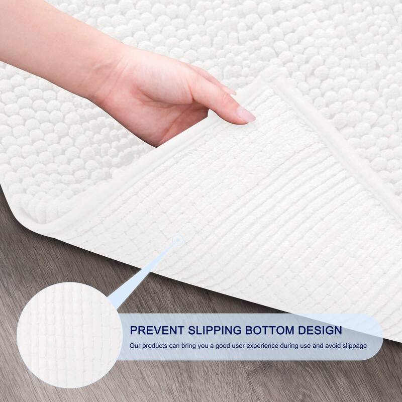 Subrtex Non-slip Bathroom Rug Chenille Soft Striped Plush Bath Mat