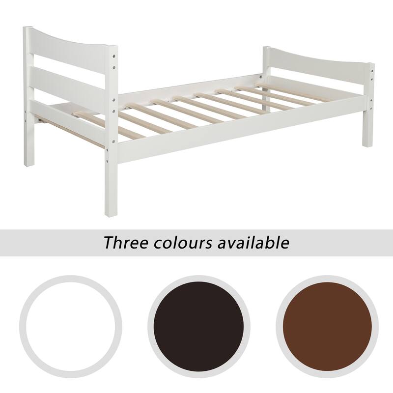 Elegant Twin Wood Platform Bed Frame with Headboard and Wooden Slats for Durable Support