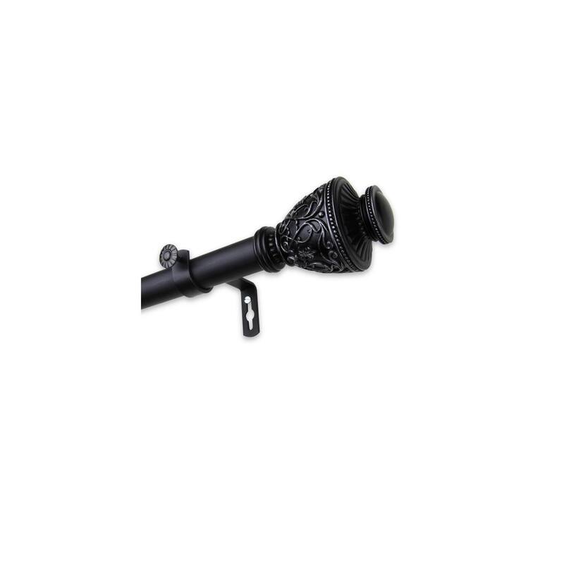 Single Curtain Rod Adjustable, Black Finish - Elegant Window Treatment Rods 160-240 Inch - M