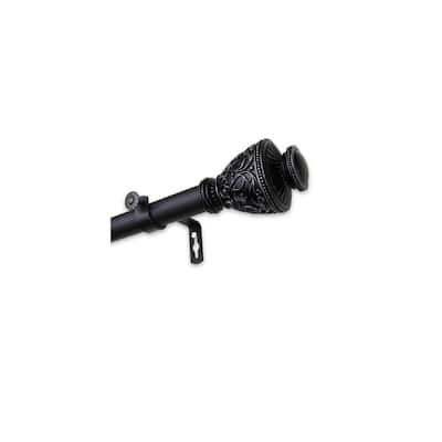 Single Curtain Rod Adjustable, Black Finish - Elegant Window Treatment Rods 160-240 Inch - M