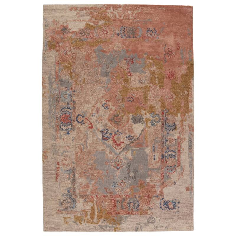 Lyle Handmade Medallion Pink/ Light Taupe Area Rug - 10' x 14' - Rectangle