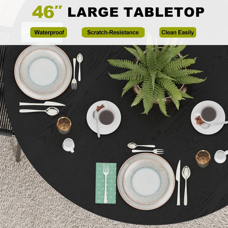 Dovelina 46" Modern Round Dining Table with Artistic Fluted Base & Safe Rounded Edges for Family