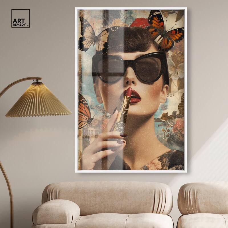 Iconic Lady Butterfly Collage II Shadowbox by Art Remedy