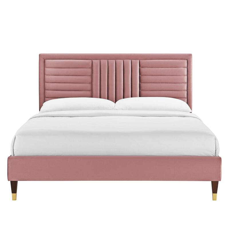 Sofia Channel Tufted Performance Velvet Queen Platform Bed