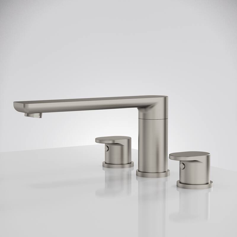 Modern Deck-Mount 2-Handle 360° Rotatable Bathtub Faucet Widespread 3 Hole Tub Filler - White