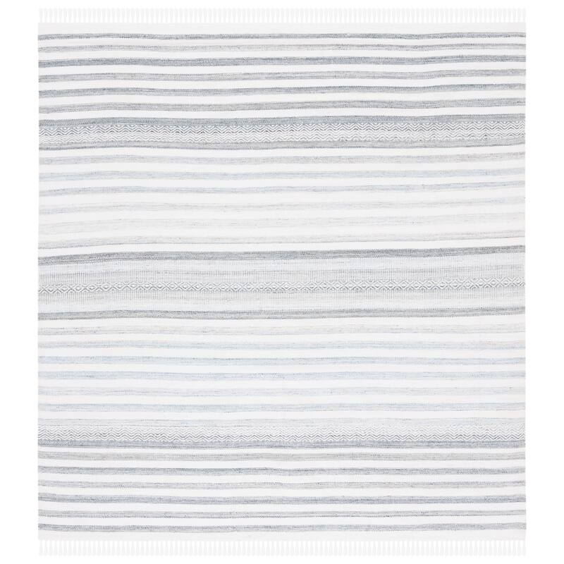 SAFAVIEH Handmade Kilim Rokhaya Transitional Rug - 6' Square - Ivory/Light Blue