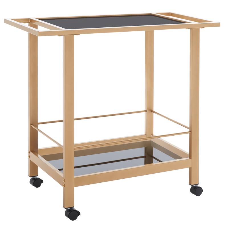 SAFAVIEH Home Collection Gaelle 2 Tier Bar Cart With Handles - 35" L x 16" W x 31" H