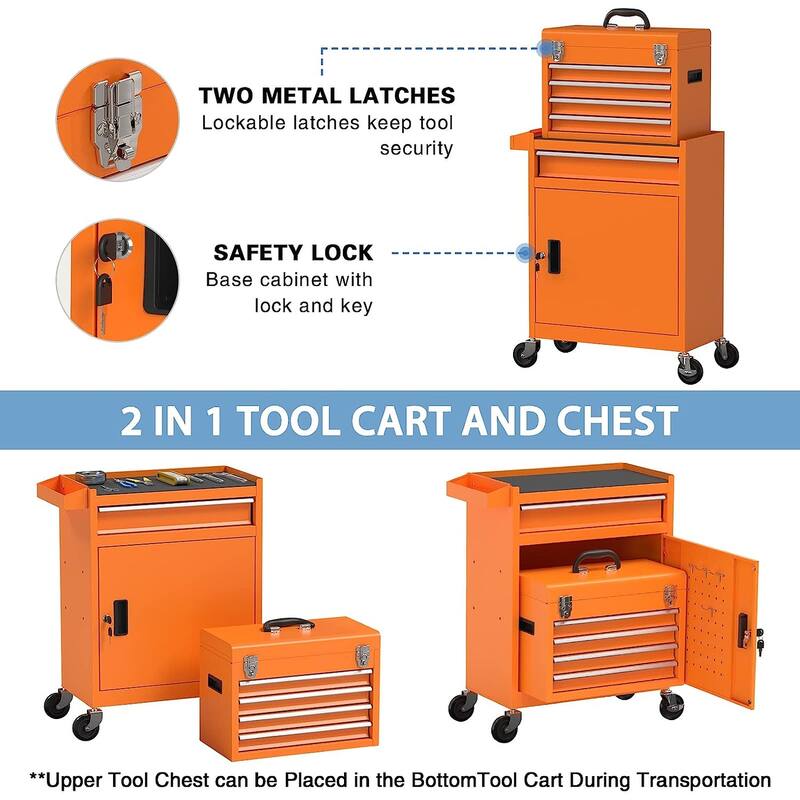 5-Drawer Rolling Tool Chest Storage Cabinet with Lock Tool Box