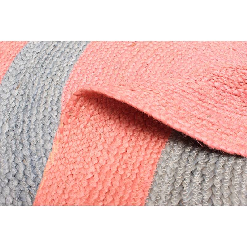 ECARPETGALLERY Braided Weave Palas Denizli Salmon Jute Rug - 3'3 x 3'3