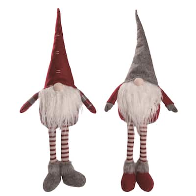 Transpac Plush Santa Gnome Shelf Sitter Set of 2 Christmas Home Decorations