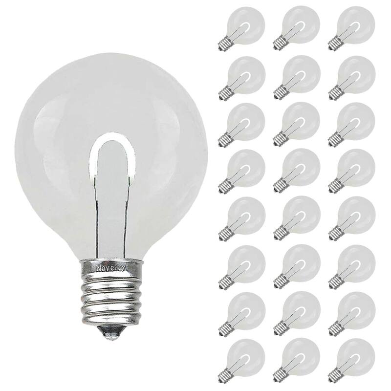25 Pack LED G40 Plastic Filament Outdoor Globe Replacement Bulbs, Warm White
