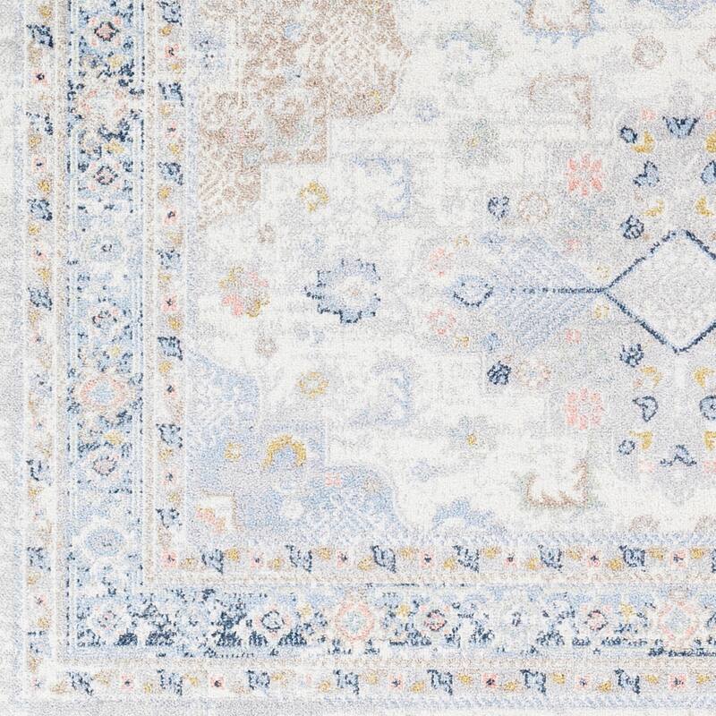 Livabliss Lavadora Faded Medallion Machine Washable Area Rug