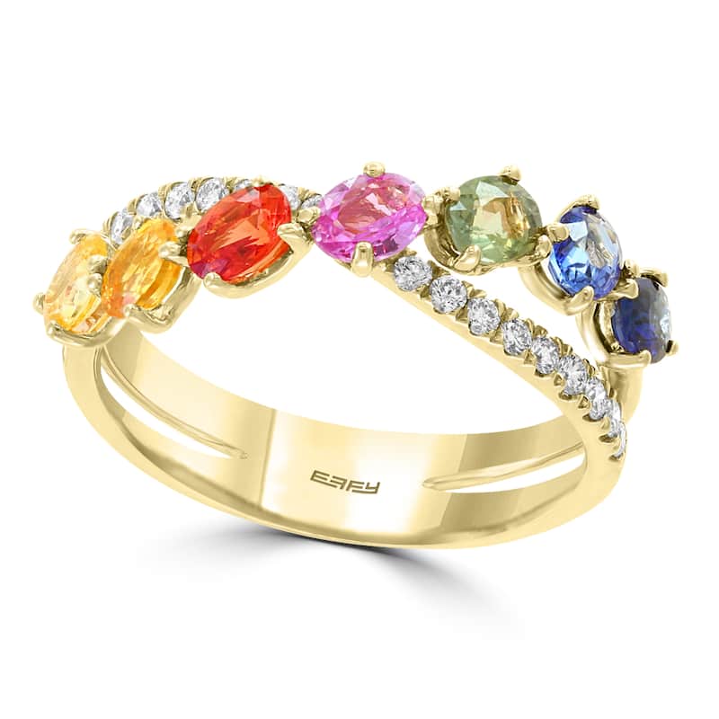EFFY 14K Gold Diamond Multi Sapphire Ring
