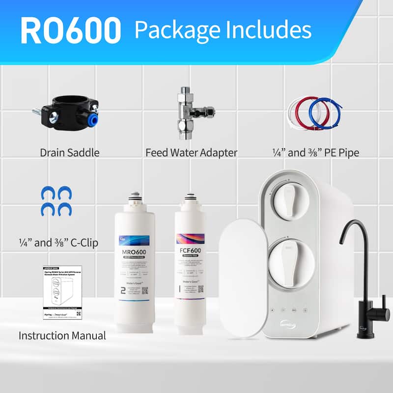 iSpring RO600 Tankless RO Reverse Osmosis Water Filtration System, 600 GPD, 2.5:1 Pure to Drain Ratio
