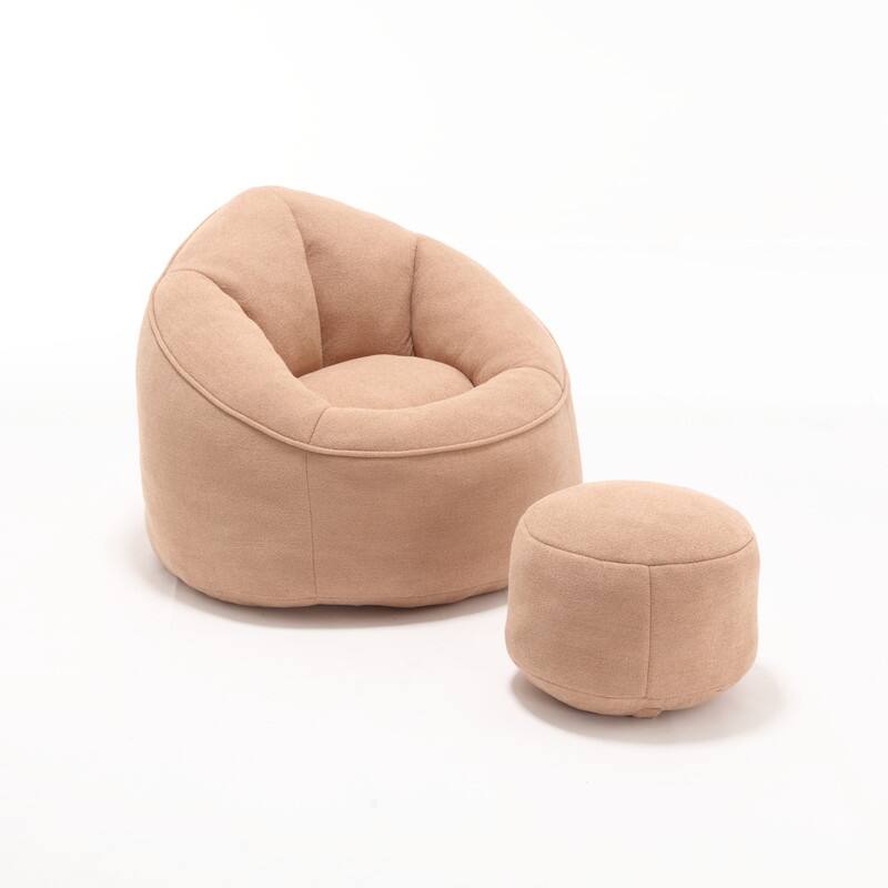Compressed Foam Bean Bag Chair with Footrest - Plush Lounger for Modern Living Spaces