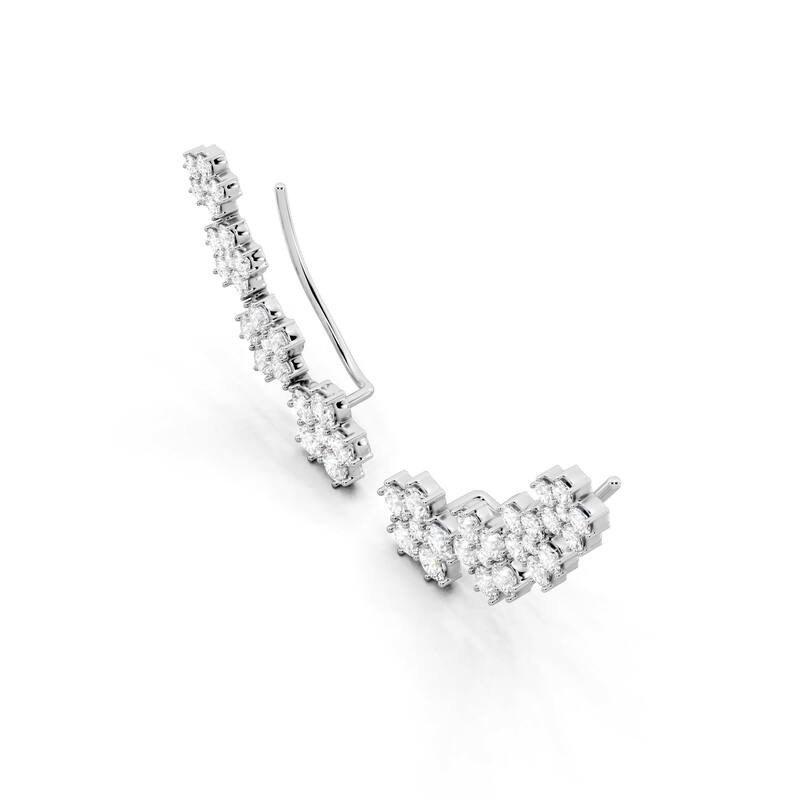 Auriya 14k Gold 6 1/4ctw Lab Grown Diamond Cluster Climber Earrings (E-F VS)