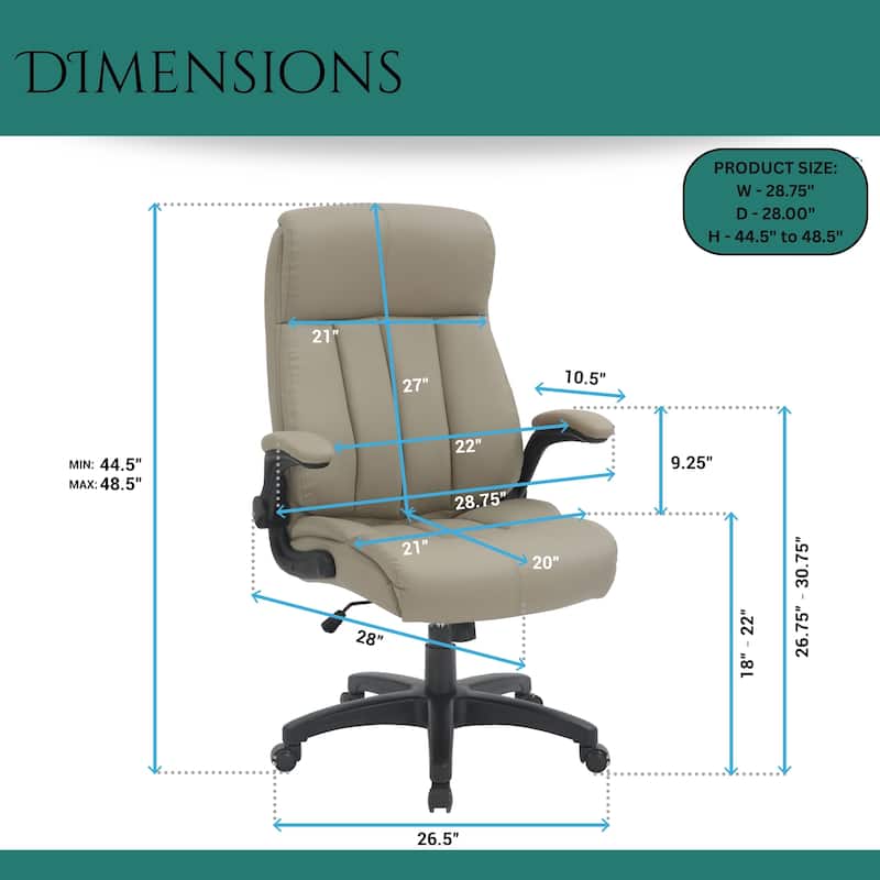 Modern Designs Faux Leather Adjustable Rolling Executive Office Chair