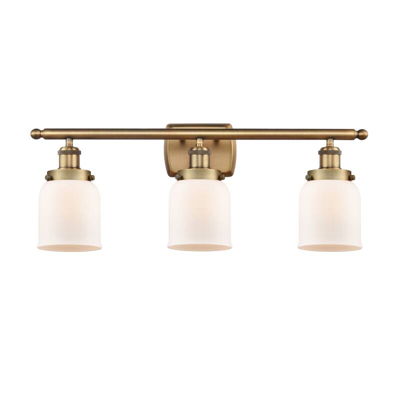 Innovations Lighting Ballston Urban Bell - 3 Light 26" Bath Vanity Light - Brushed Brass/Matte White
