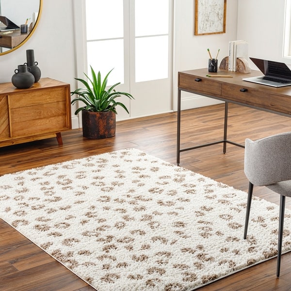 slide 2 of 23, Livabliss Birmingham Animal Print Plush Area Rug 5' 3" x 7' - Camel Spots