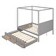 preview thumbnail 22 of 28, Queen Canopy Kids Bed with Twin Trundle and 3-Storage Drawers, Solid Wood Frame, White