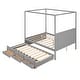 preview thumbnail 7 of 32, Solid Construction,Queen Size Canopy Platform Bed with Twin Size Trundle and Three Storage Drawers