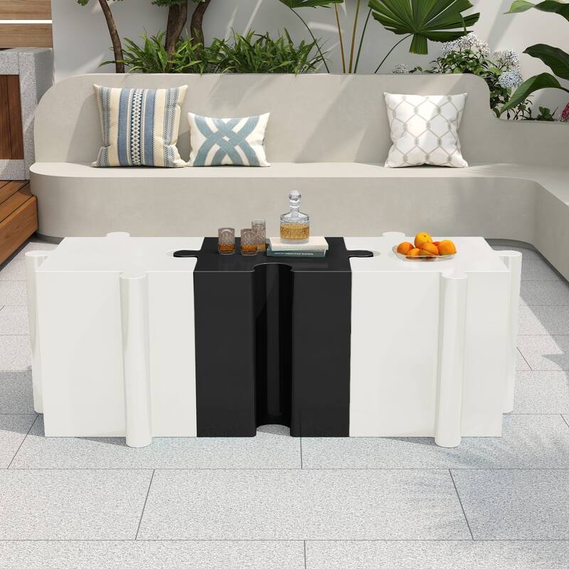 Christopher Knight Home - Ami Puzzle Art Modern 3-Piece Modular Outdoor Side Table Set with Interlocking Design
