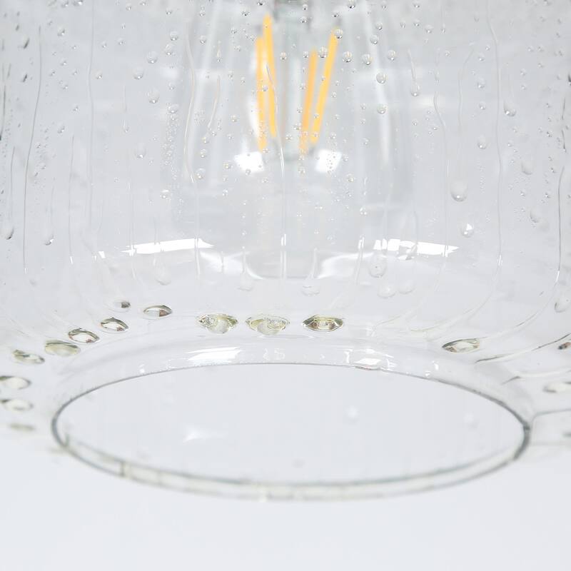 Yarge Modern Farmhouse Drum Wire Kitchen Bathroom Pendant with Art Glass Shade