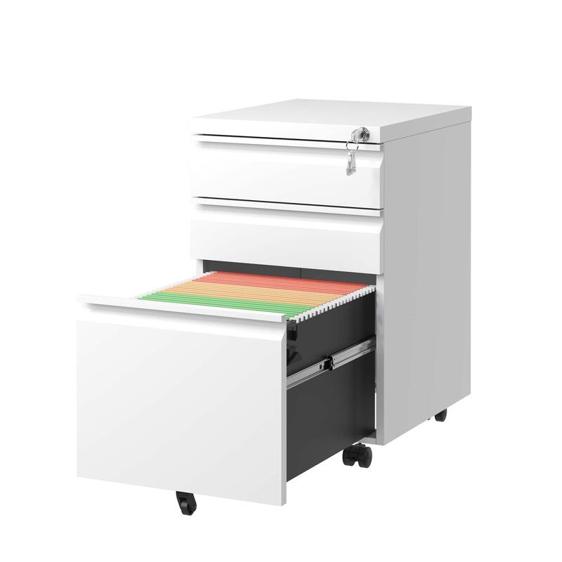 Modern Filing Cabinet, Mobile Filing Cabinet with Full-extension Drawer Slides and Removable Pencil Case, for Home Office
