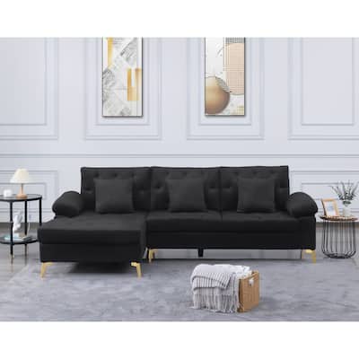 L-Shaped Sectional Sofa Couch with Chaise Lounge, Button Tufted
