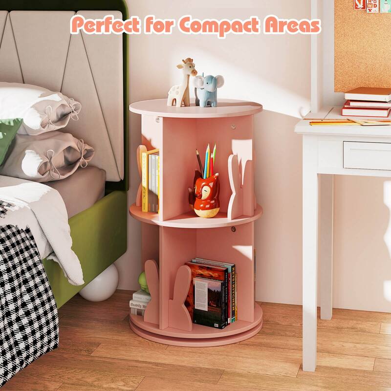 Costway Kids Rotating Bookshelf 2 Tier Freestanding 360° Revolving - See Details
