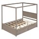 preview thumbnail 26 of 26, Full Size Canopy Platform Bed with 4 Drawers & Support Slats
