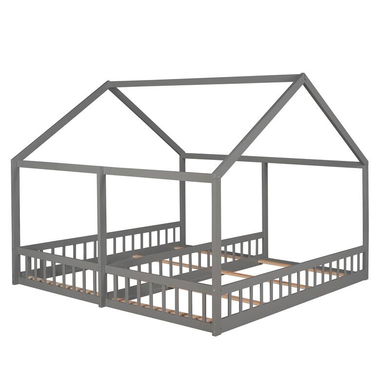Twin Size House Platform Beds,Two Shared Beds