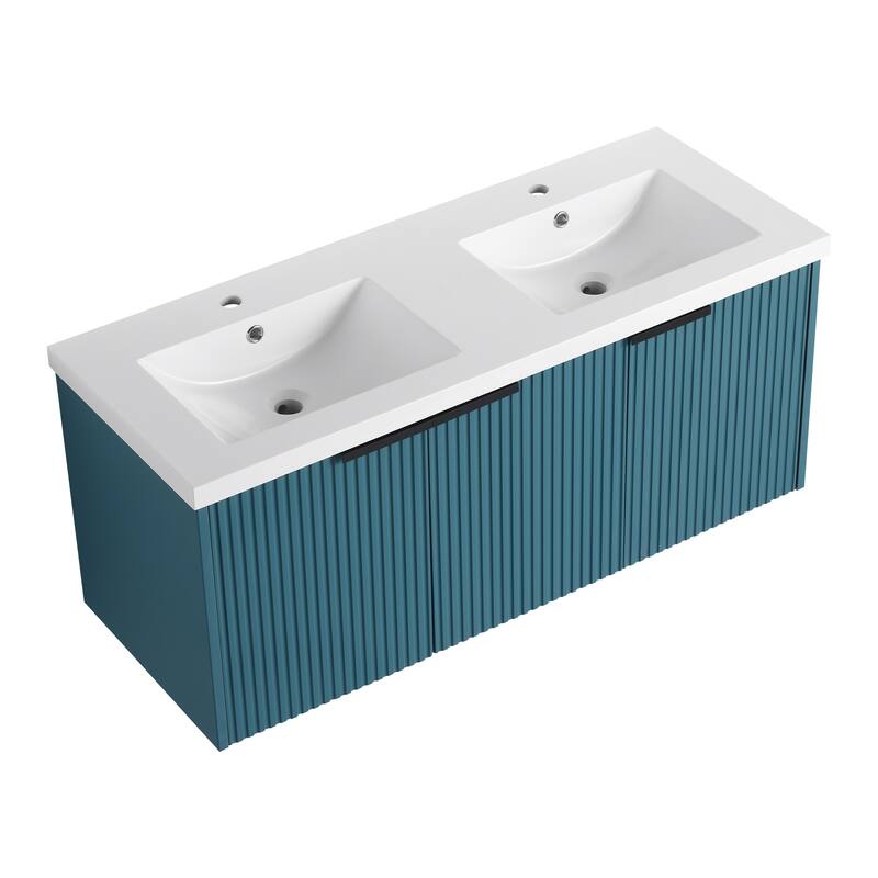 Wall Mounted Bathroom Vanity with Resin Double Sink