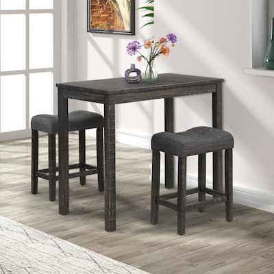 Roundhill Furniture Sora Wood Counter Height 3-piece Dining Set